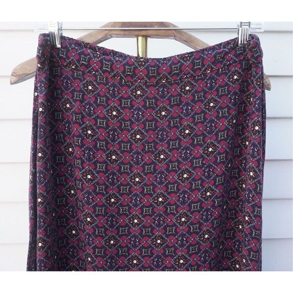 Vintage 00s Laura Scott Burgundy A-Line Midi Skirt - Picture 3 of 6